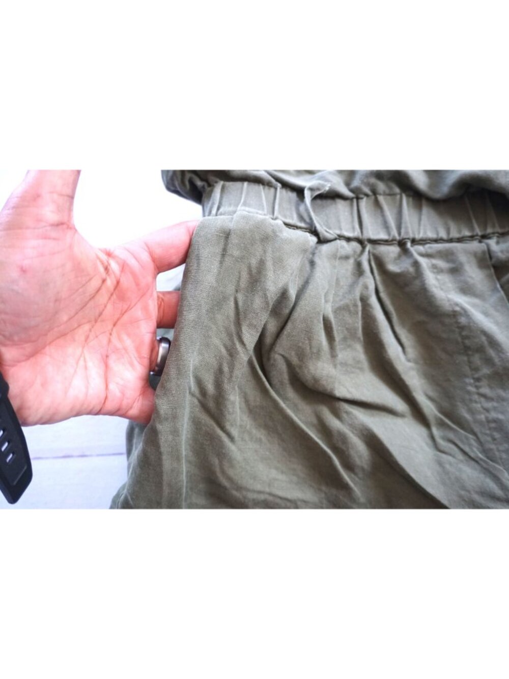 Frame Denim Paperbag High Rise Shorts Army Green - Size XS - Picture 6 of 8